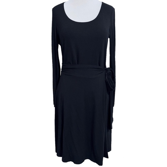 Boden Dresses & Skirts - Boden Black Scoop Neck Wrap Dress Size 10 Petite Long Sleeve